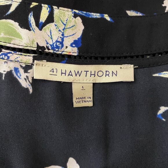 41 Hawthorn Black Floral Blouse SZ L‎ Office Workwear Business Casual Travel - Picture 11 of 11